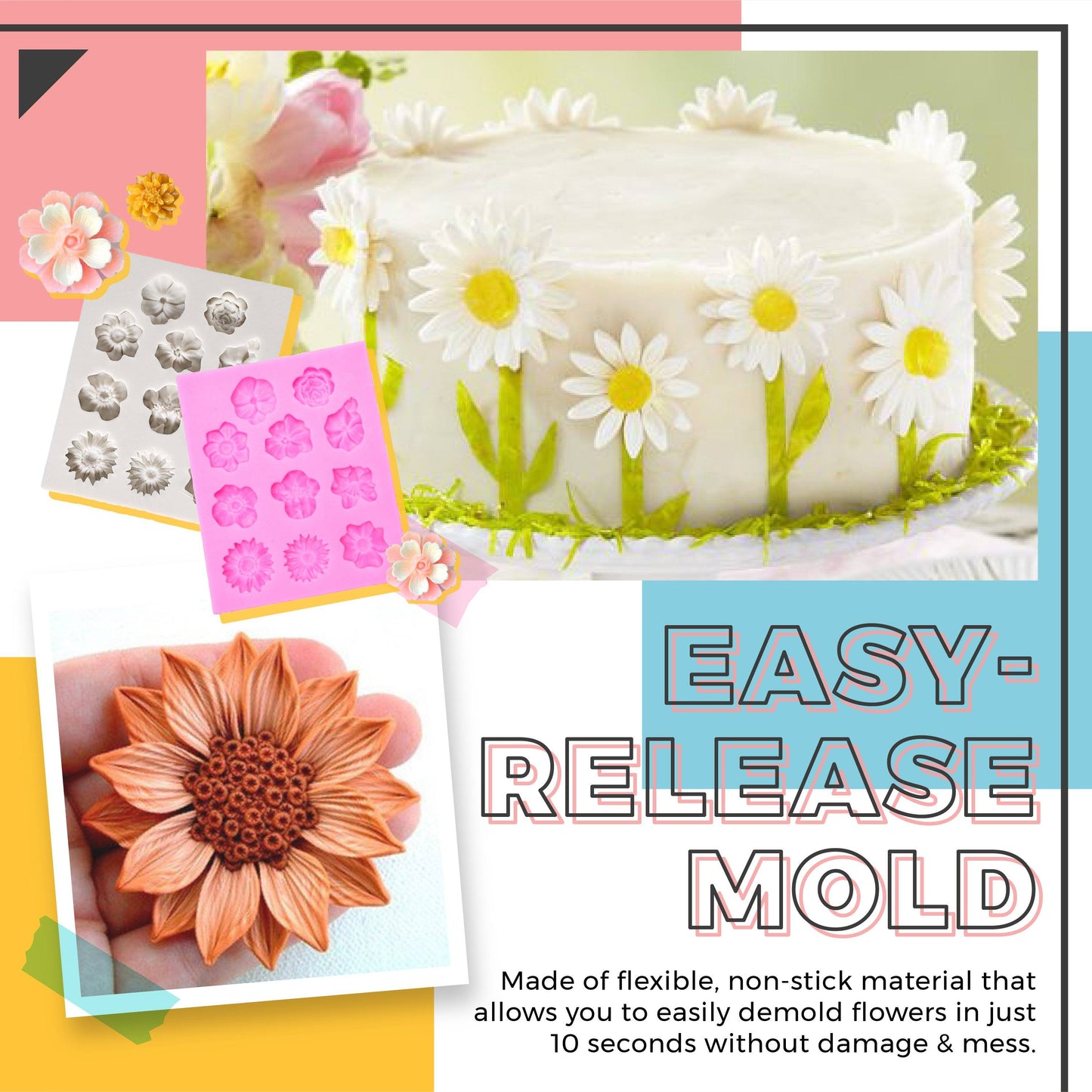 3D Flower Silicone Cake Mold